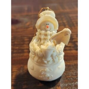 Don Mechanic White Snowman Figurine Christmas Ornament Resin Vintage Let It Snow